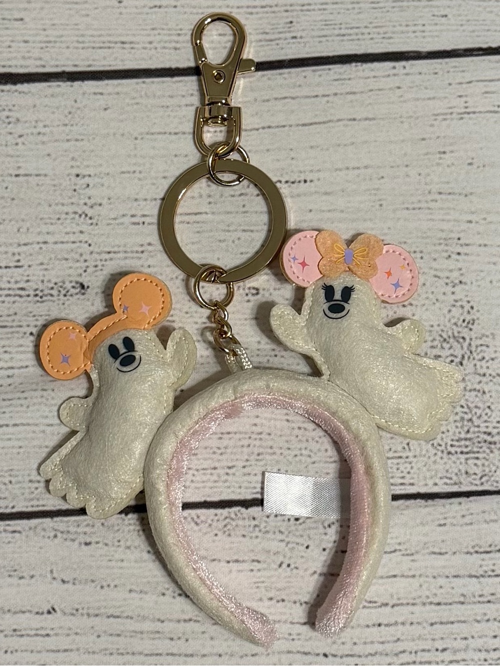 Mickey and Minnie Mouse Cutie Ghost Plush Keychain